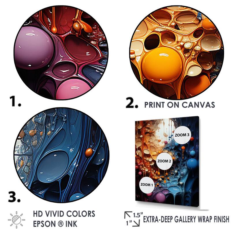 Designart "Surreal Multicolor Drip Paint I" Drip Painting Framed Canvas